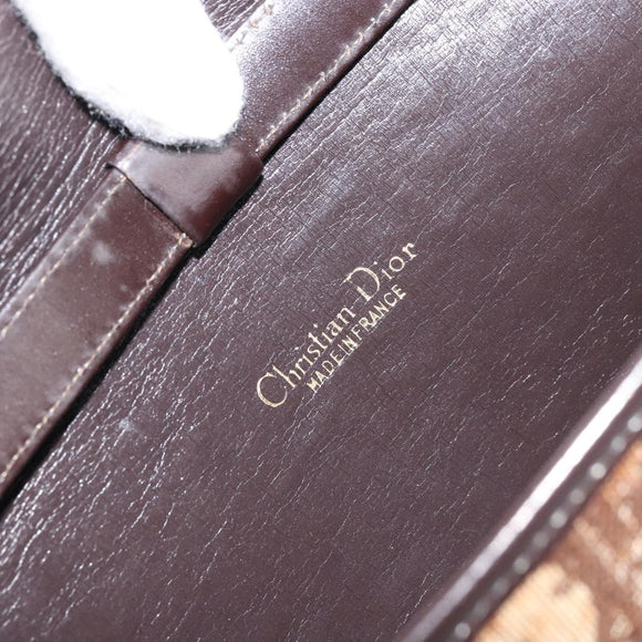 Christian Dior Trotter Canvas Shoulder Bag Brown Gold Auth ARZ598