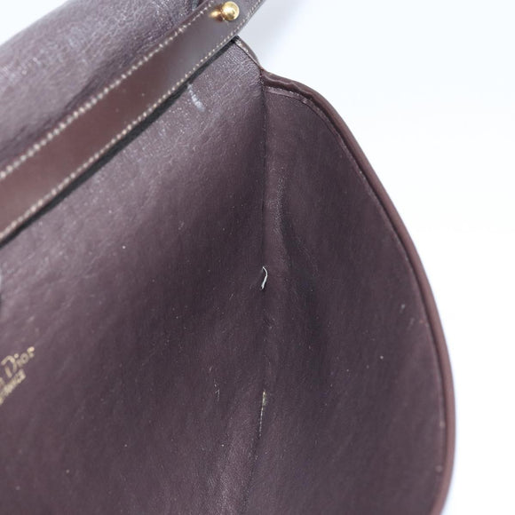Christian Dior Trotter Canvas Shoulder Bag Brown Gold Auth ARZ598
