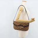 Christian Dior Trotter Canvas Shoulder Bag Brown Gold Auth ARZ598-20