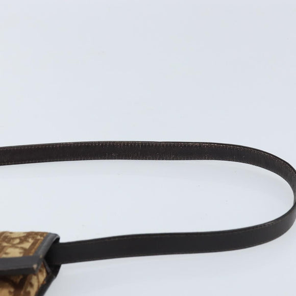 Christian Dior Trotter Canvas Shoulder Bag Brown Gold Auth ARZ598