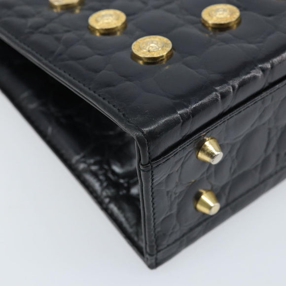 Gianni Versace Umhängetasche Geprägtes Leder Schwarz Gold Original ARZ600A
