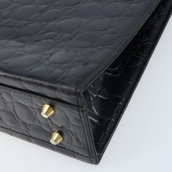 Gianni Versace Umhängetasche Geprägtes Leder Schwarz Gold Original ARZ600A
