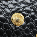 Gianni Versace Umhängetasche Geprägtes Leder Schwarz Gold Original ARZ600A-17