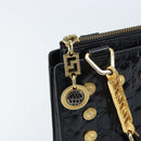 Gianni Versace Umhängetasche Geprägtes Leder Schwarz Gold Original ARZ600A-10