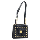 Gianni Versace Umhängetasche Geprägtes Leder Schwarz Gold Original ARZ600A-1