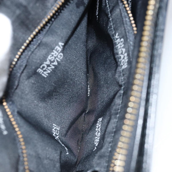 Gianni Versace Umhängetasche Geprägtes Leder Schwarz Gold Original ARZ600A