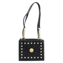 Gianni Versace Umhängetasche Geprägtes Leder Schwarz Gold Original ARZ600A-13