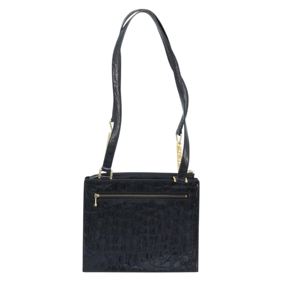 Gianni Versace Umhängetasche Geprägtes Leder Schwarz Gold Original ARZ600A