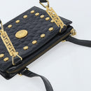 Gianni Versace Umhängetasche Geprägtes Leder Schwarz Gold Original ARZ600A-6