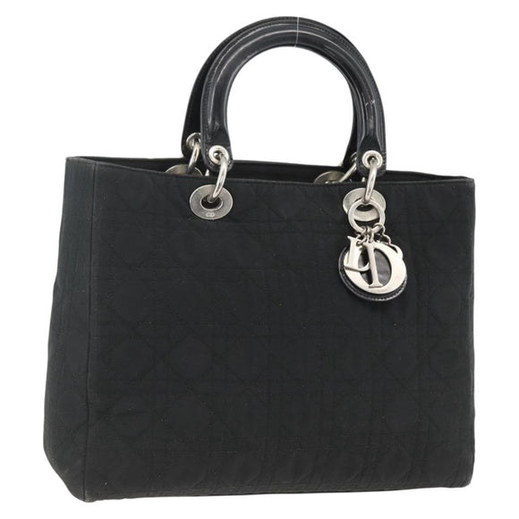 Christian Dior Canage Tote Bag Nylon Black Silver Auth ARZ602