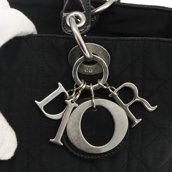 Christian Dior Canage Tote Bag Nylon Black Silver Auth ARZ602