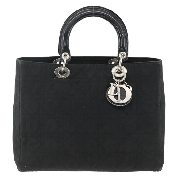 Christian Dior Canage Tote Bag Nylon Black Silver Auth ARZ602