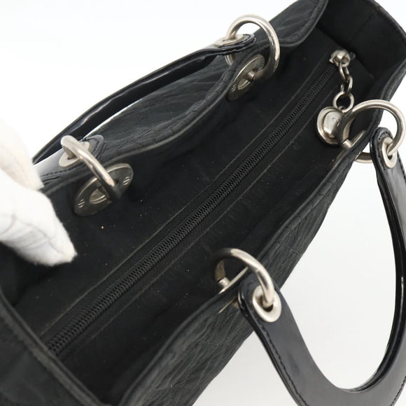 Christian Dior Canage Tote Bag Nylon Black Silver Auth ARZ602