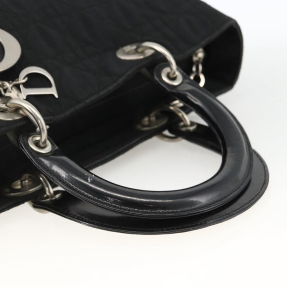 Christian Dior Canage Tote Bag Nylon Black Silver Auth ARZ602