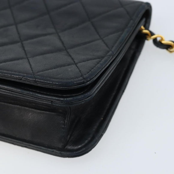 CHANEL Matelasse Chain Shoulder Bag Lamb Skin Black Gold CC Auth ARZ605