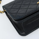 CHANEL Matelasse Chain Shoulder Bag Lamb Skin Black Gold CC Auth ARZ605-14
