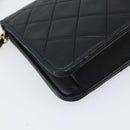CHANEL Matelasse Chain Shoulder Bag Lamb Skin Black Gold CC Auth ARZ605-16