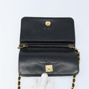 CHANEL Matelasse Chain Shoulder Bag Lamb Skin Black Gold CC Auth ARZ605-18