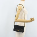 CHANEL Matelasse Chain Shoulder Bag Lamb Skin Black Gold CC Auth ARZ605-23