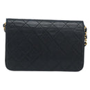 CHANEL Matelasse Chain Shoulder Bag Lamb Skin Black Gold CC Auth ARZ605-2