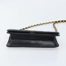 CHANEL Matelasse Chain Shoulder Bag Lamb Skin Black Gold CC Auth ARZ605-5