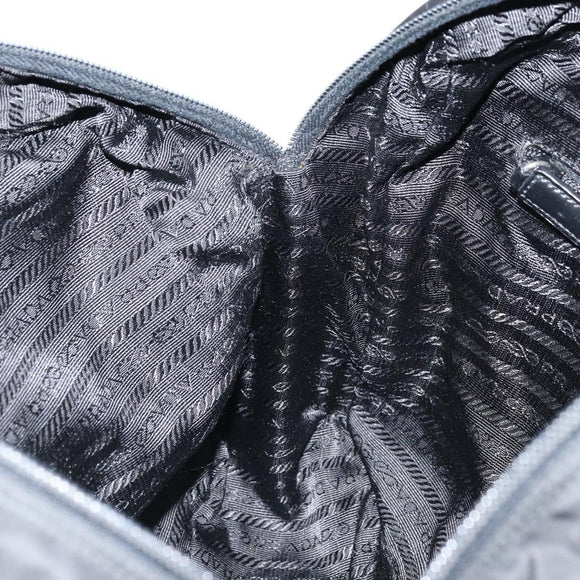 PRADA Hand Bag Nylon Black Silver Auth ARZ607