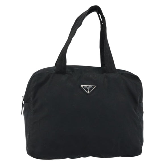 PRADA Hand Bag Nylon Black Silver Auth ARZ607