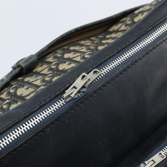 Christian Dior Trotter Canvas Shoulder Bag Navy Silver Auth ARZ611