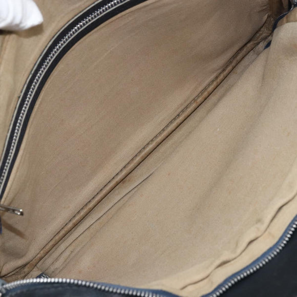 Christian Dior Trotter Canvas Shoulder Bag Navy Silver Auth ARZ611