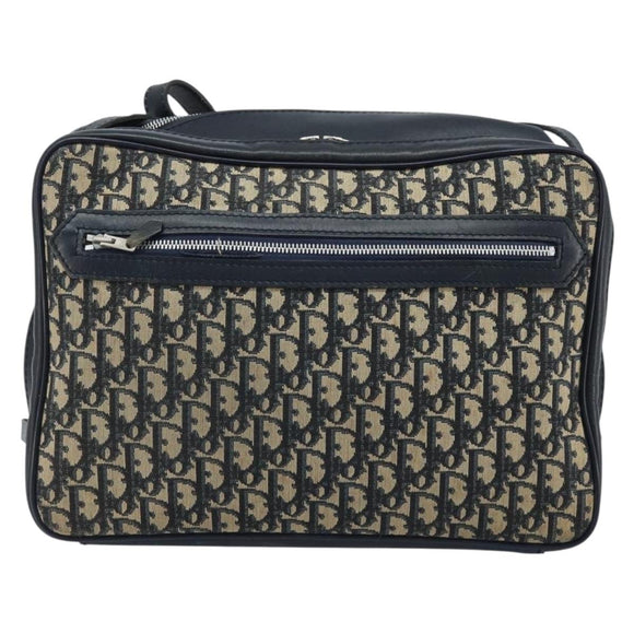 Christian Dior Trotter Canvas Shoulder Bag Navy Silver Auth ARZ611