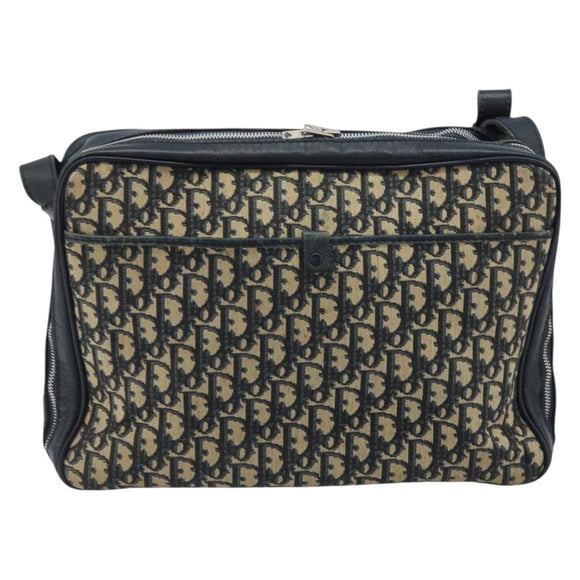 Christian Dior Trotter Canvas Shoulder Bag Navy Silver Auth ARZ611