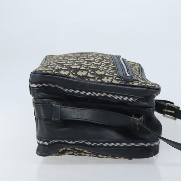 Christian Dior Trotter Canvas Shoulder Bag Navy Silver Auth ARZ611