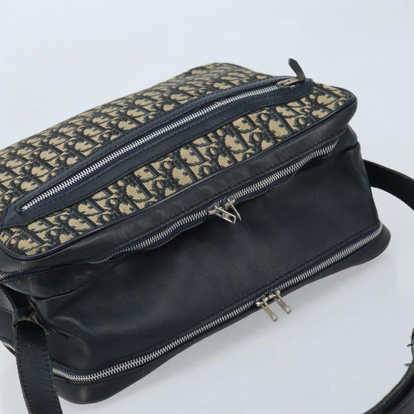 Christian Dior Trotter Canvas Shoulder Bag Navy Silver Auth ARZ611