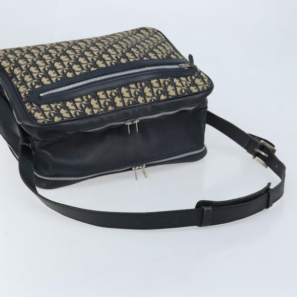 Christian Dior Trotter Canvas Shoulder Bag Navy Silver Auth ARZ611