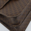 CELINE Macadam Canvas Hand Bag PVC 2way Gold Brown Auth ARZ616A-15