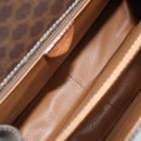 CELINE Macadam Canvas Hand Bag PVC 2way Gold Brown Auth ARZ616A-11
