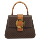 CELINE Macadam Canvas Hand Bag PVC 2way Gold Brown Auth ARZ616A-13