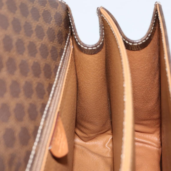 CELINE Macadam Canvas Hand Bag PVC 2way Gold Brown Auth ARZ616A