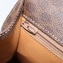 CELINE Macadam Canvas Hand Bag PVC 2way Gold Brown Auth ARZ616A-22