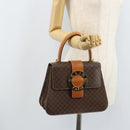 CELINE Macadam Canvas Hand Bag PVC 2way Gold Brown Auth ARZ616A-25