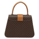 CELINE Macadam Canvas Hand Bag PVC 2way Gold Brown Auth ARZ616A-2