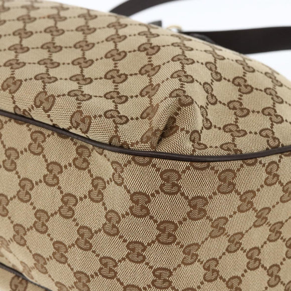GUCCI GG Canvas Web Sherry Line Shoulder Bag 2way Beige Gold 296851 Auth ARZ642