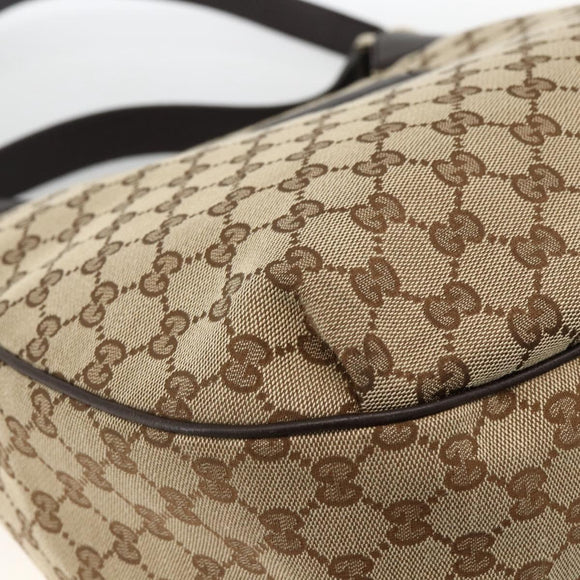 GUCCI GG Canvas Web Sherry Line Shoulder Bag 2way Beige Gold 296851 Auth ARZ642