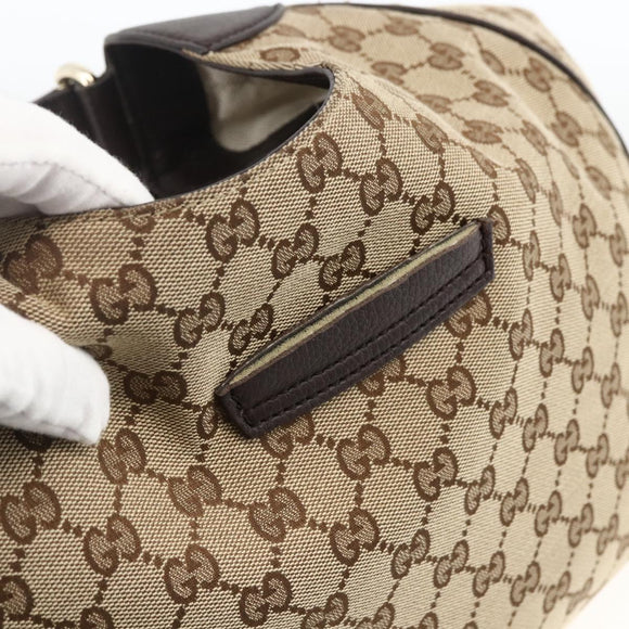 GUCCI GG Canvas Web Sherry Line Shoulder Bag 2way Beige Gold 296851 Auth ARZ642