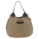 GUCCI GG Canvas Web Sherry Line Shoulder Bag 2way Beige Gold 296851 Auth ARZ642-2