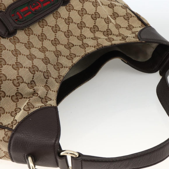 GUCCI GG Canvas Web Sherry Line Shoulder Bag 2way Beige Gold 296851 Auth ARZ642