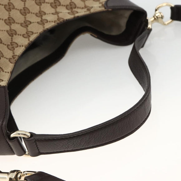 GUCCI GG Canvas Web Sherry Line Shoulder Bag 2way Beige Gold 296851 Auth ARZ642