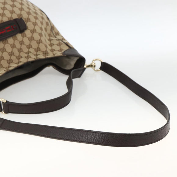 GUCCI GG Canvas Web Sherry Line Shoulder Bag 2way Beige Gold 296851 Auth ARZ642
