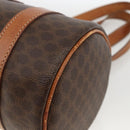 CELINE Macadam Canvas Hand Bag PVC Leather Brown Gold Auth ARZ645-10