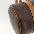 CELINE Macadam Canvas Hand Bag PVC Leather Brown Gold Auth ARZ645-11